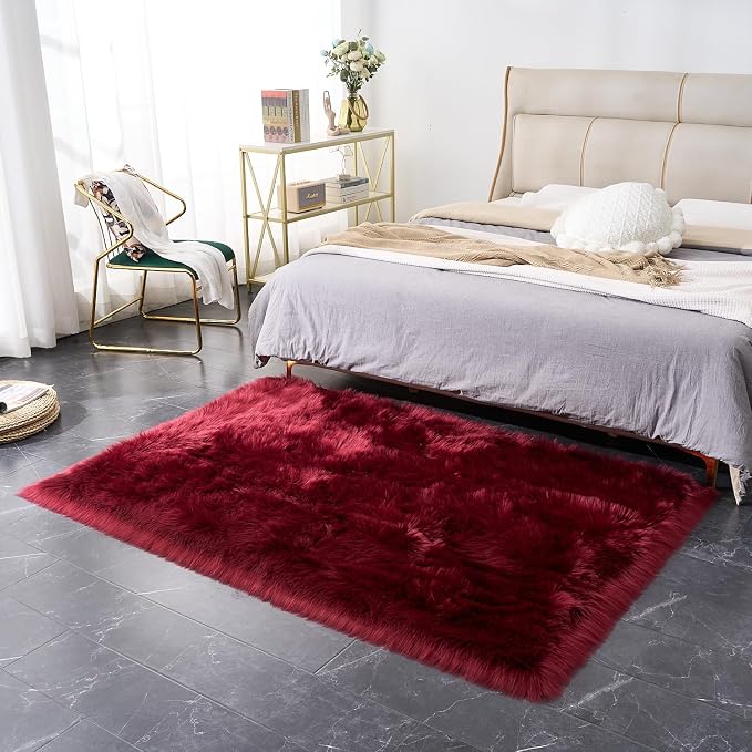 EasyJoy Ultra Soft Fluffy Shaggy Area Rug Faux Fur Rug Chair Cover Seat Pad - Image 4