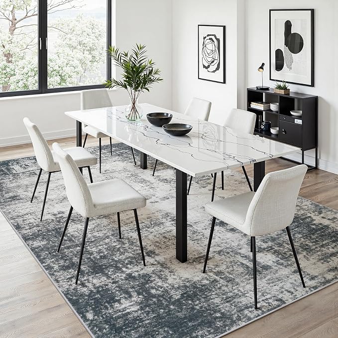 Area Rug 10x14 Living Room Rug Washable: No-Slip Abstract Soft Thin Large Deep - Image 5