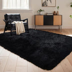 KICHOWUA Thick Area Rug Black Fluffy Shag 5x7 by KICHOWUA