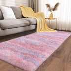 Soft Runner Rugs for Bedroom Hallways, 2x6 Abstract Pink Fluffy Shag Throw Area - Image 2