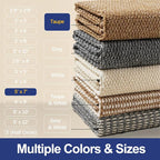 Faux Jute Area Rug 5'x7', Washable & Non-Slip, Taupe | 0.27" Low Pile Easy Jute - Image 5