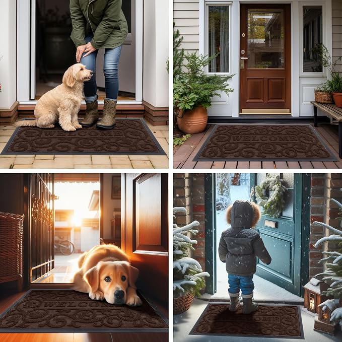 Smiry Welcome Door Mat Outside Entrance, Heavy Duty Trap Dirt and Moisture Easy - Image 6