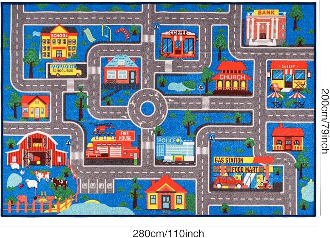 Kids Carpet Playmat Rug 110.2"x78.7", Car Rug - Image 2