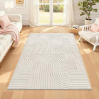 Pauwer 4x6 Washable Area Rugs for Living Room Modern Beige Solid Color Soft by Pauwer