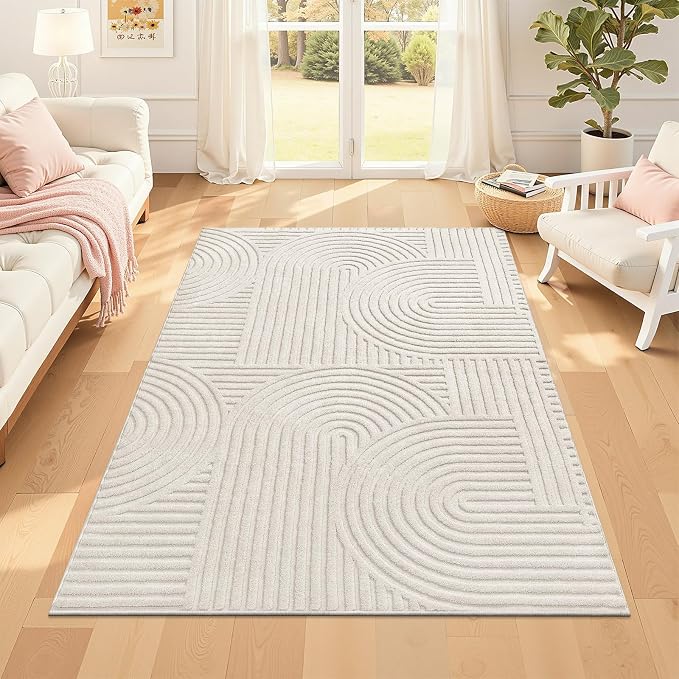 Pauwer 4x6 Washable Area Rugs for Living Room Modern Beige Solid Color Soft by Pauwer