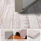 3x5 Pink Area Rug Machine Washable Non Slip Rug Distressed Neutral Moroccan - Image 5