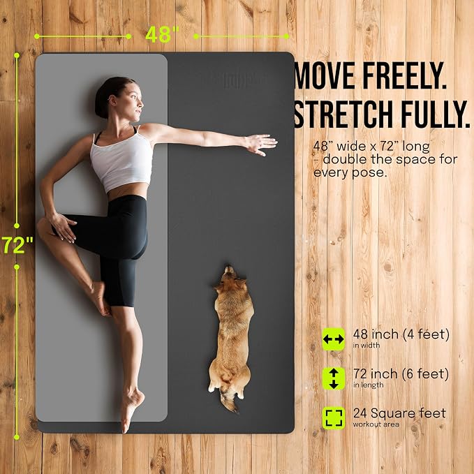 Gogokiwi Large Yoga Mat – 1/4" & 1/2" Thick Exercise Mats - Image 3