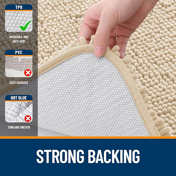 OLANLY Bathroom Runner Rugs 44x24, Extra Soft Absorbent Chenille Bath Rugs - Image 6