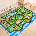 Kids Car Rug, 78.7" x 59" Road Map Floor Mat | Road map design, soft low-pile by Nanshibaalwaysstandsbyyou