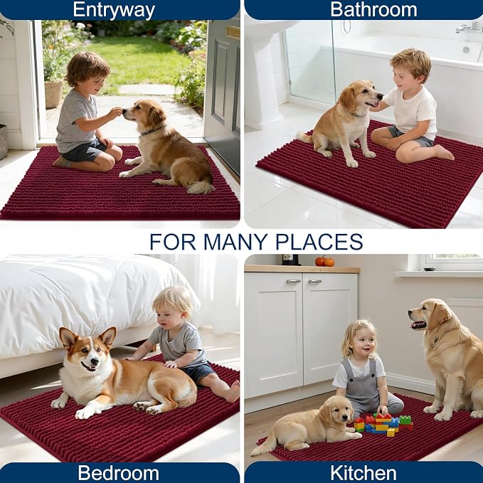 OLANLY Dog Door Mat for Muddy Paws 36x24, Ultra Absorbent Chenille Mud Doormat - Image 8