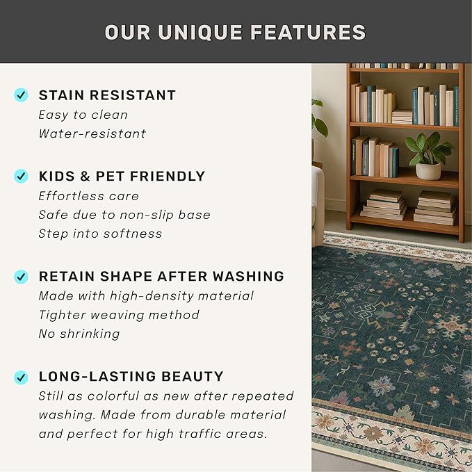 Hazo Haus Dark Green 4x6 Living Room Rug - Image 8