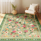 3x5 Area Rugs for Living Room Vacuum-Friendly Machine Washable Area Rug Flower by meejou