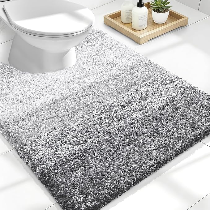 OLANLY Luxury Toilet Rugs U-Shaped 24x20, Extra Soft and Absorbent Microfiber by OLANLY