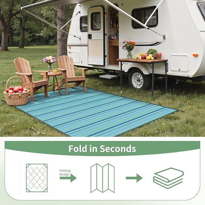 GENIMO Outdoor Rug for Patio Clearance, Lightweight Waterproof RV Camping Mat - Image 7