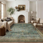 Latte&Fog 6x9 Area Rugs for Living Room, Large Vintage Green Washable Rug - Image 2
