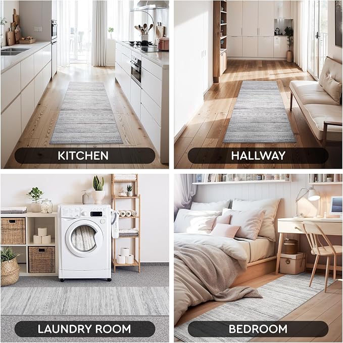 2x8 Runner Rug Machine Washable Non Slip Area Rug Distressed Neutral Moroccan - Image 7