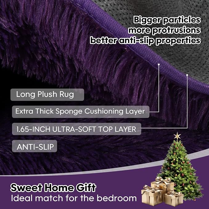 5x7 Plush Fluffy Area Rugs, Large Soft Carpet, Upgraded Non-Slip Rectangular Rug - Image 7