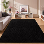 4x6 Black Washable Area Rug for Bedroom, Modern Geometric Shag Non-Slip Living - Image 8