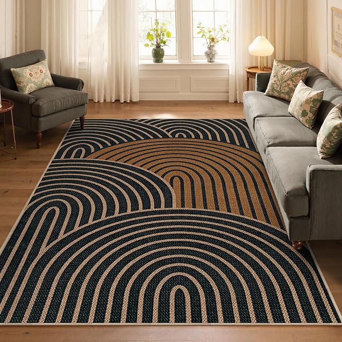 Lahome Enfys Modern Rainbow Easy Jute Carpet, Washable Rugs 5x7 - Image 8