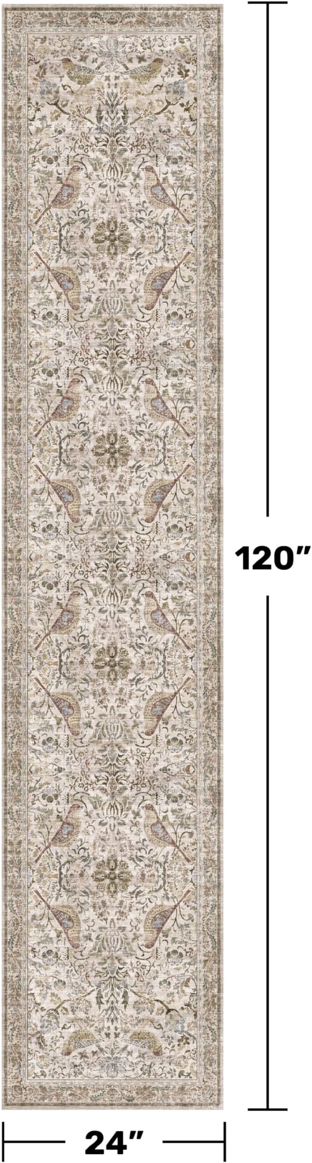 Boho 2x10 Moss Green Hallway Runner Rug 10 ft, Washable Extra Long Runner Rugs - Image 2