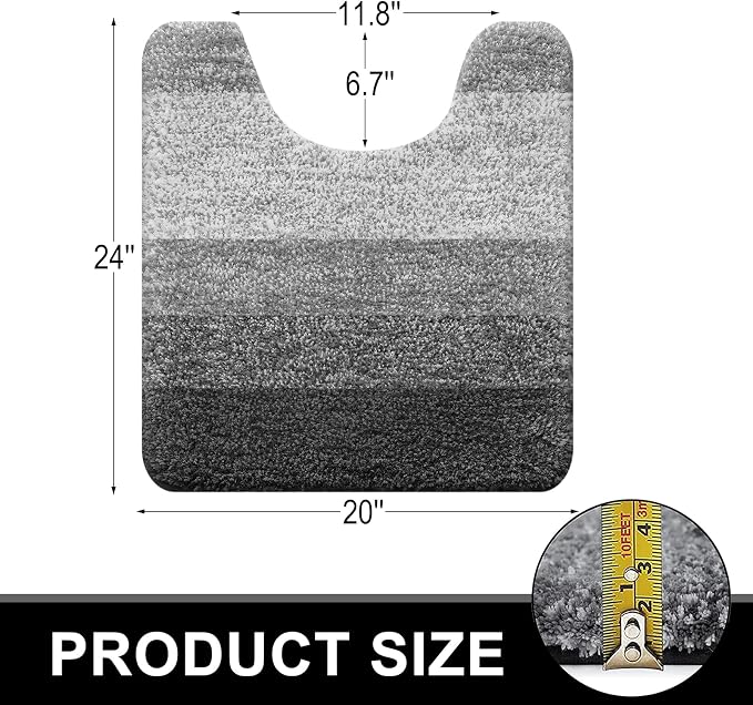 OLANLY Luxury Toilet Rugs U-Shaped 24x20, Extra Soft and Absorbent Microfiber - Image 2