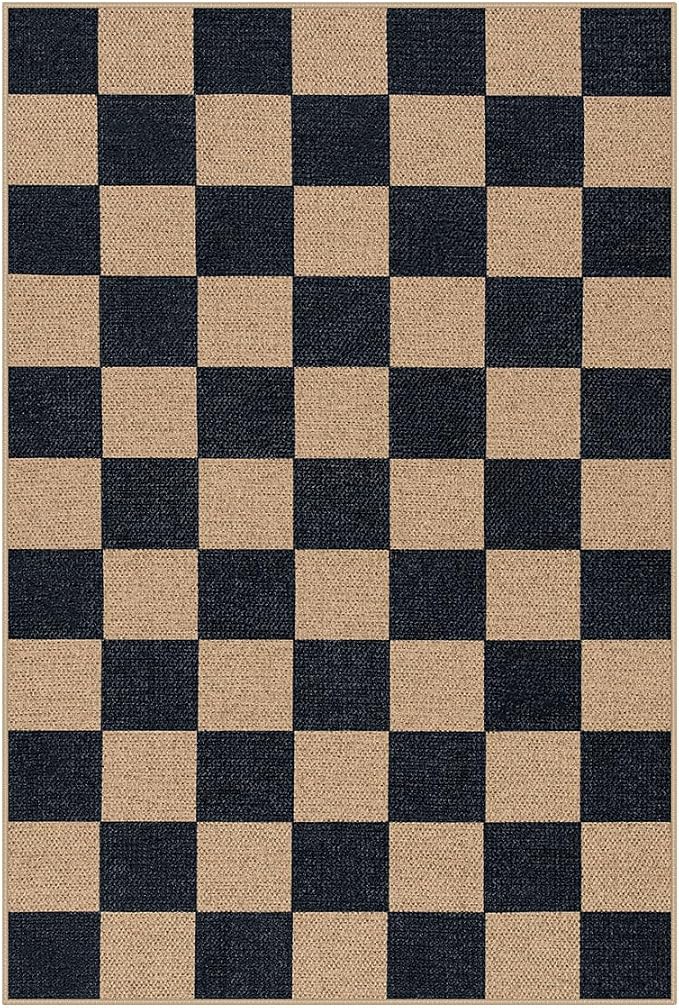Lahome Colette Checkered Easy Jute 2x3 Rug, Small Entryway Rug Non Slip Kitchen - Image 9