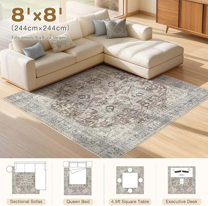 Tortania 8' Square Area Rug Living Room Rugs - Image 8