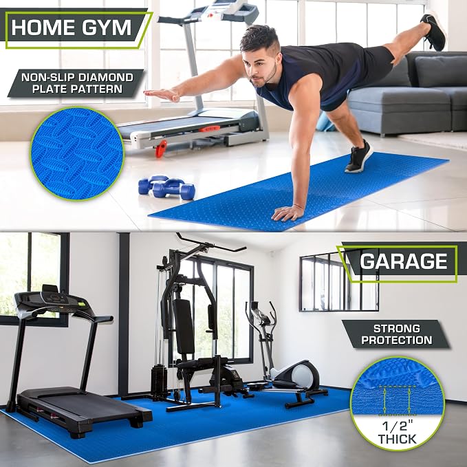ProsourceFit Exercise Puzzle Mat 1/2-inch, EVA Interlocking Foam Floor Tiles - Image 3