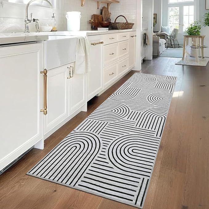 ROYHOME Modern Rug 2x6 Runners for Hallways, Abstract Kitchen Runner Rugs Non - Image 2