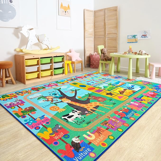 Kids Rug for Playroom, 4x6 ABC Educational Carpet for Classroom, Fun Alphabet - Image 7