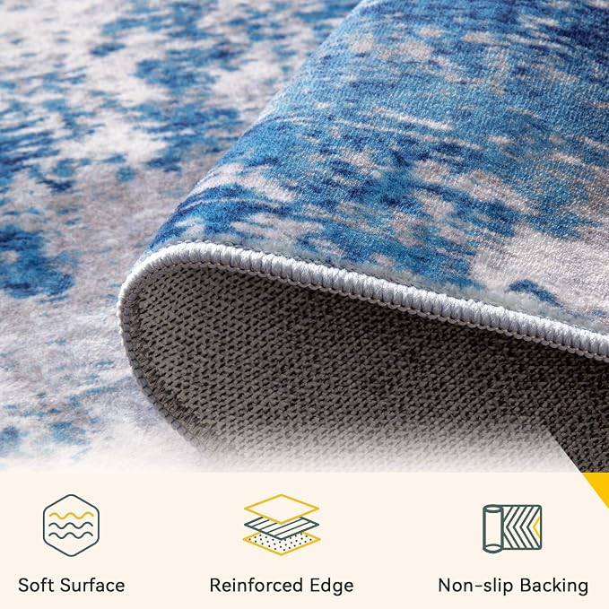 RELEANY Washable Area Rugs Square 10ft Non-Slip Modern Abstract Soft - Image 2