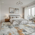 4x6 Area Rugs for Living Room Washable: Abstract Soft Thin Low Pile Grey Rug - Image 4