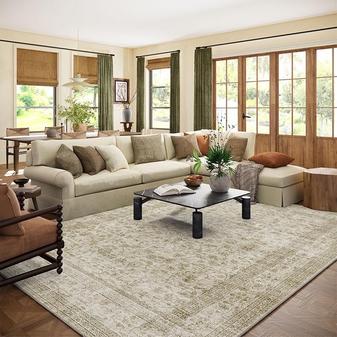 10x12 Area Rug Washable Rugs: Large Living Room Rug Stain Resistant Non Slip by palohom