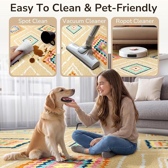 BESTSWEETIE Area Rug 6x9 Rug Machine Washable Non-Slip Low Pile Print Pattern - Image 6