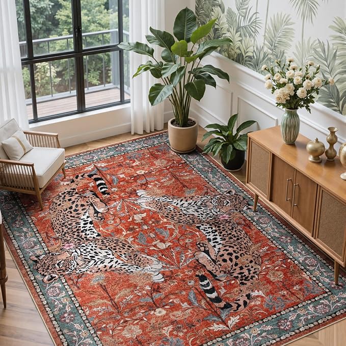 Moynesa Leopard Washable Rugs, 8x10 Area Rugs - Image 7