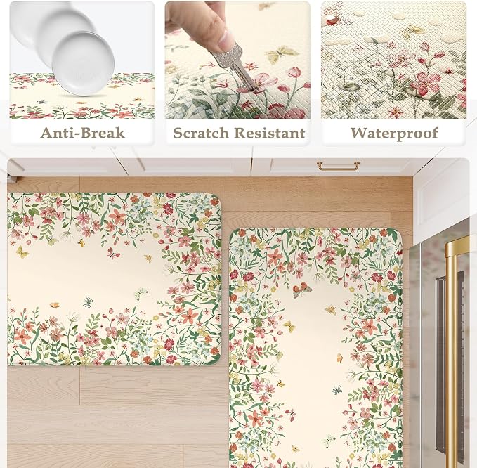 KIMODE Anti Fatigue Mats for Kitchen Floor, Farmhouse Kitchen Rugs Sets of 2 - Image 6