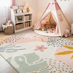 Lahome Pink Boho Bedroom Rug 5x7, Washable Non Slip Soft Botanical Area Rug - Image 3