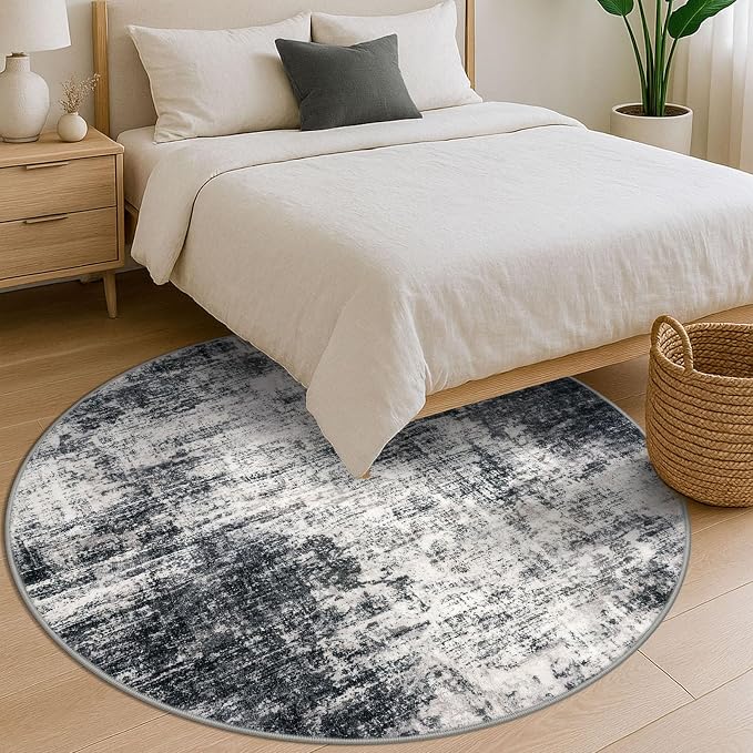 IOHOUZE Abstract Round Area Rug 6 Ft Washable Circle Rugs Large Round Rug Non - Image 9