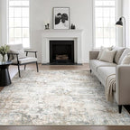 5x5 Area Rug Living Room Rug: Washable Modern Abstract Soft Thin Rug Indoor by FXRHLP