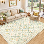 Area Rug Living Room Rugs: Floral 4x6 Washable Rug Vintage Soft Boho Non-Slip - Image 2
