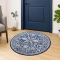 KILOCOCO Round Rug 3ft Vintage Floral Small Circle Rug Machine Washable by Kilococo