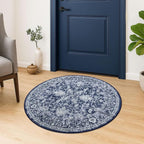 KILOCOCO Round Rug 3ft Vintage Floral Small Circle Rug Machine Washable by Kilococo