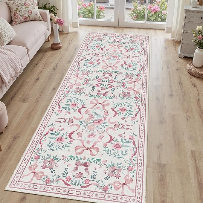 DCX Pink 2x6 Runner Rug, Machine Washable - Image 9