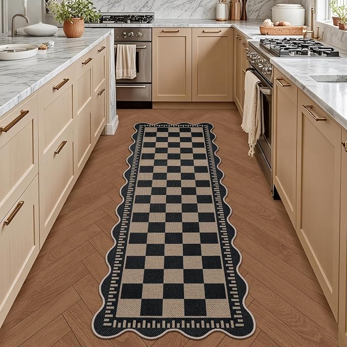 Checkered 2x6 Kitchen Runner Rug, Washable Rugs - Image 3