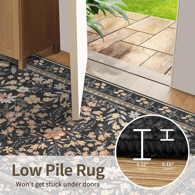Rugxara Floral Rug for Living Room Bedroom, 5x7 Washable Rug, Large Non Slip - Image 8