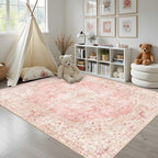 Latte&Fog Large Area Rugs 6x9, Vintage Washable Pink Rugs - Image 4