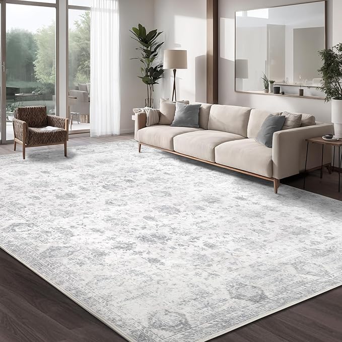 Washable 8×10 Area Rug for Living Room, Vintage Floral Rug Soft Non Slip Stain by Dotiiorug