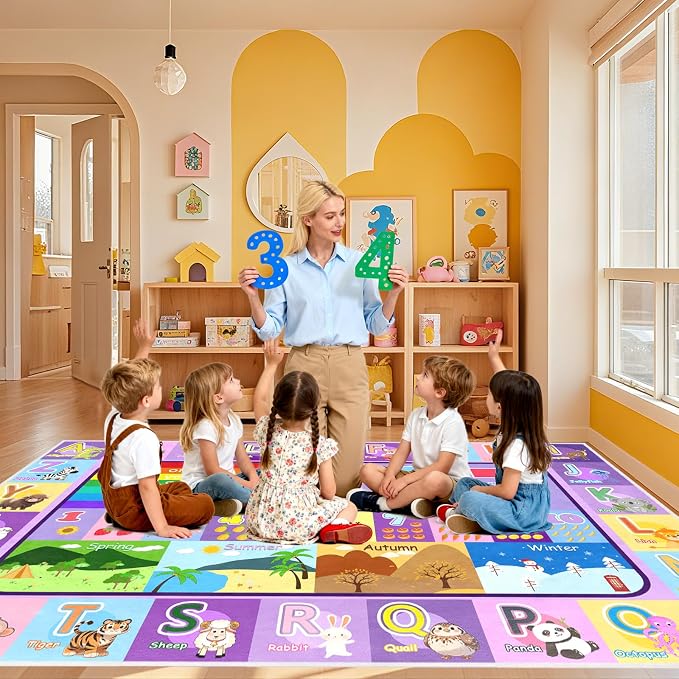 ABC Rugs for Kids Playroom 5 x 7 Feet, Alphabet Rug Educational Learning Play - Image 5