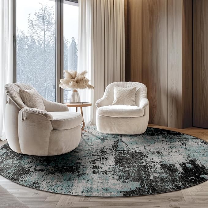 RELEANY Washable Area Rugs 6ft Non-Slip Modern Abstract Soft - Image 2