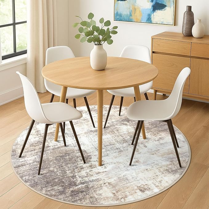 IOHOUZE Abstract Round Area Rug 6 Ft Washable Circle Rugs Large Round Rug Non - Image 3